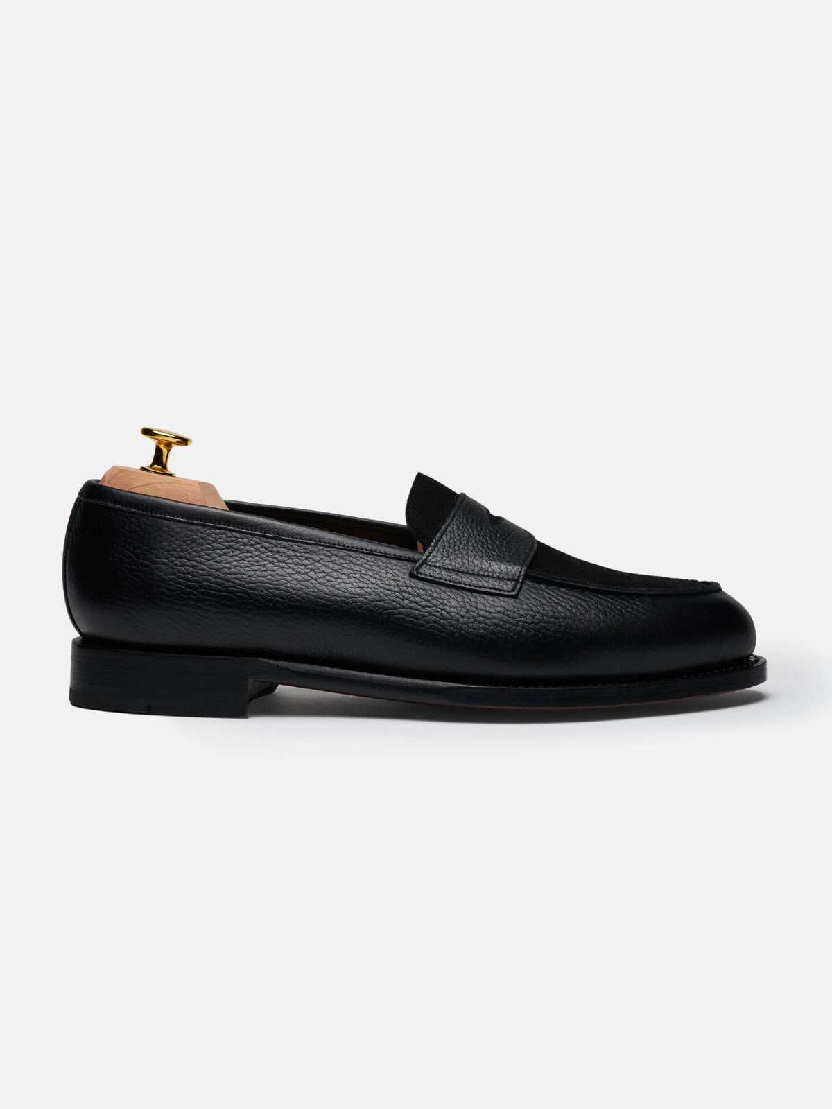 Men's Black Leather & Suede Penny Loafers