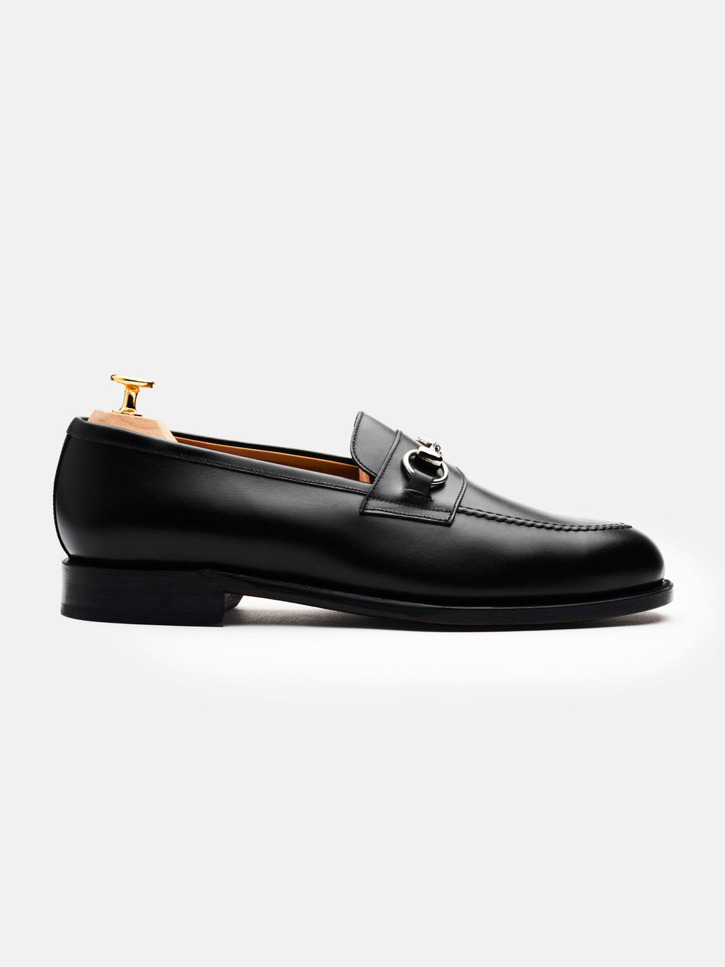 Men's Black Leather Horsebit Loafers