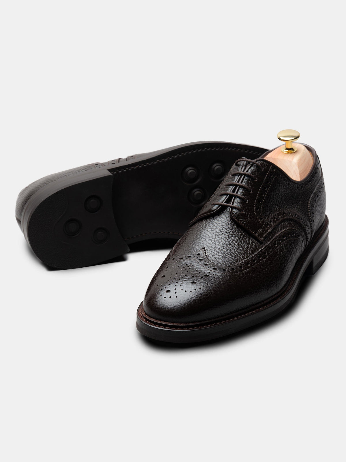Men's Brown Grained Leather Derby Shoes