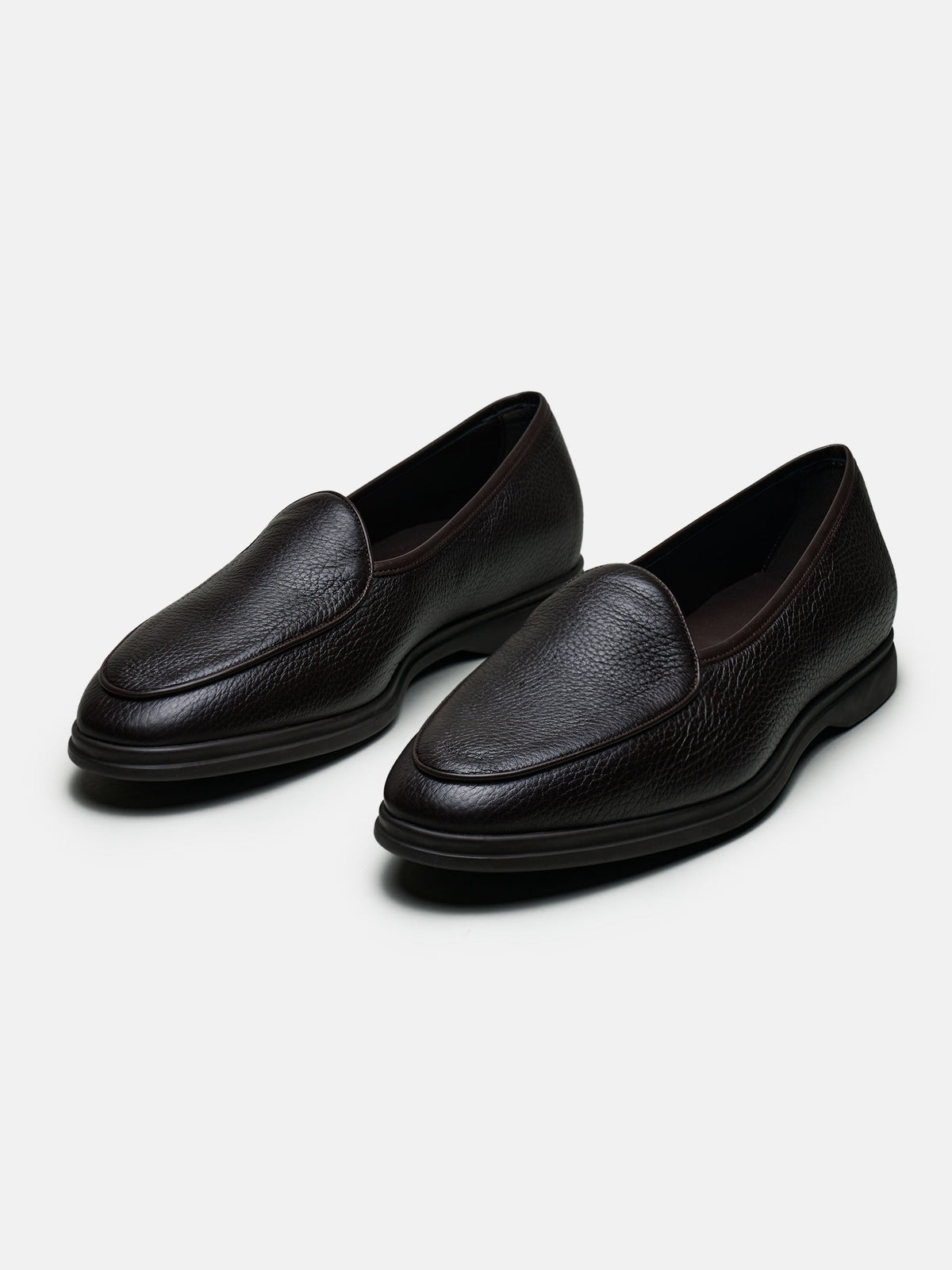 Men's Brown Deerskin Leather Belgian Loafers