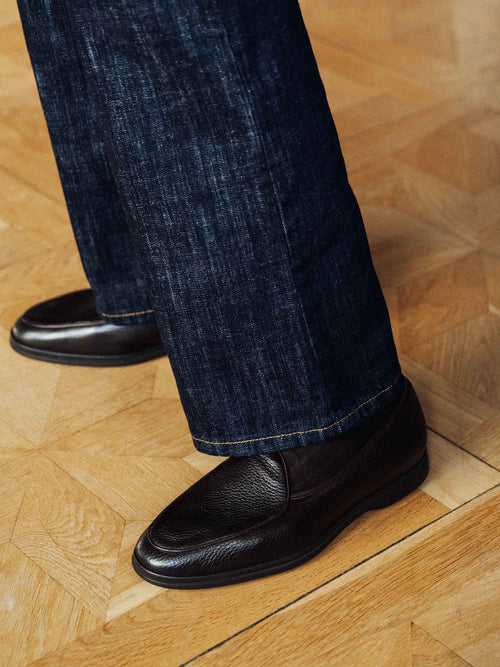 Men's Brown Deerskin Leather Belgian Loafers