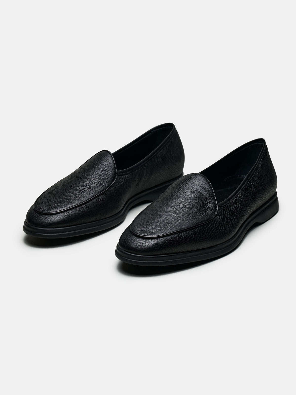 Men's Black Deerskin Belgian Loafers