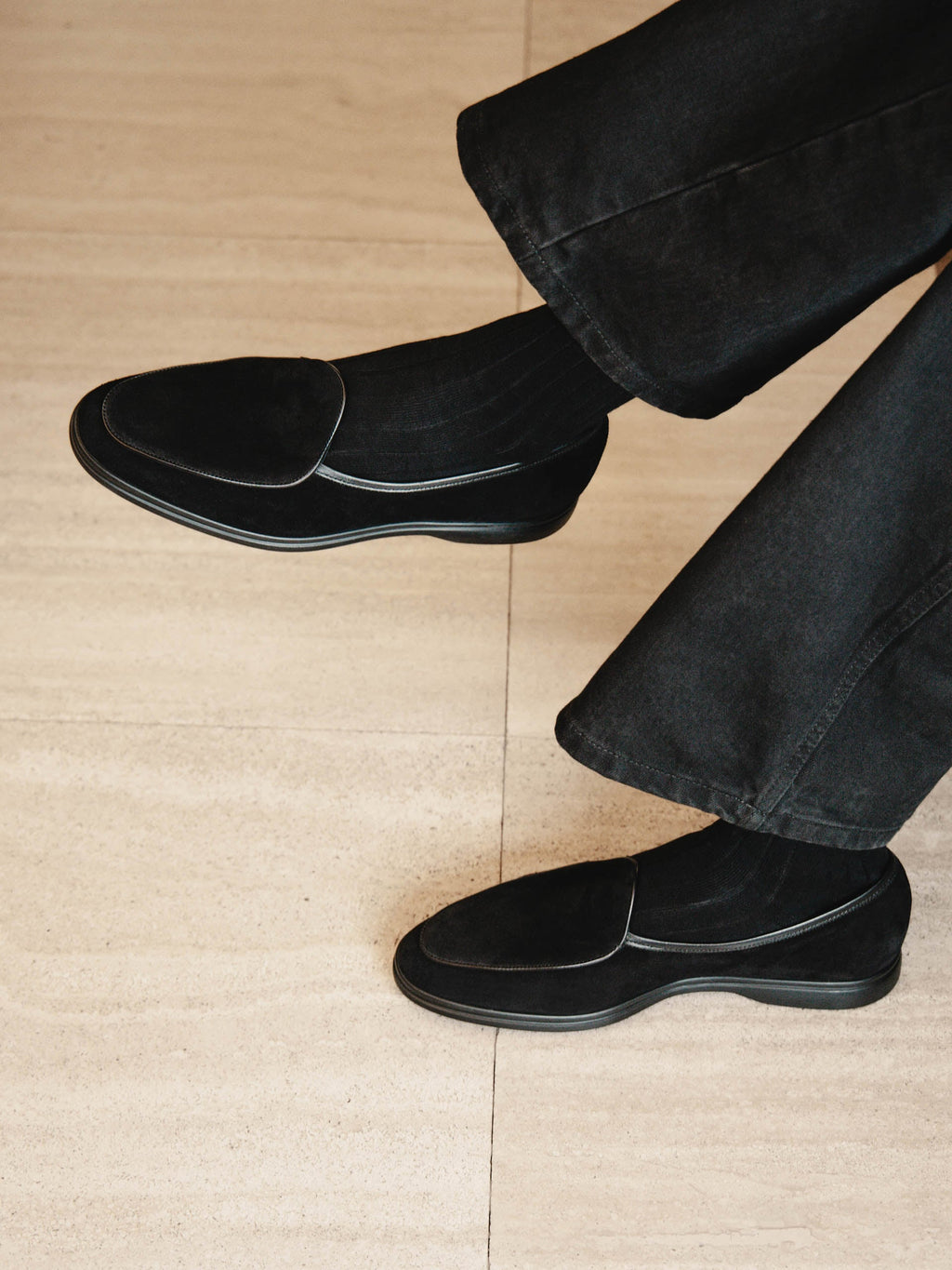 Men's Black Suede Belgian Loafers