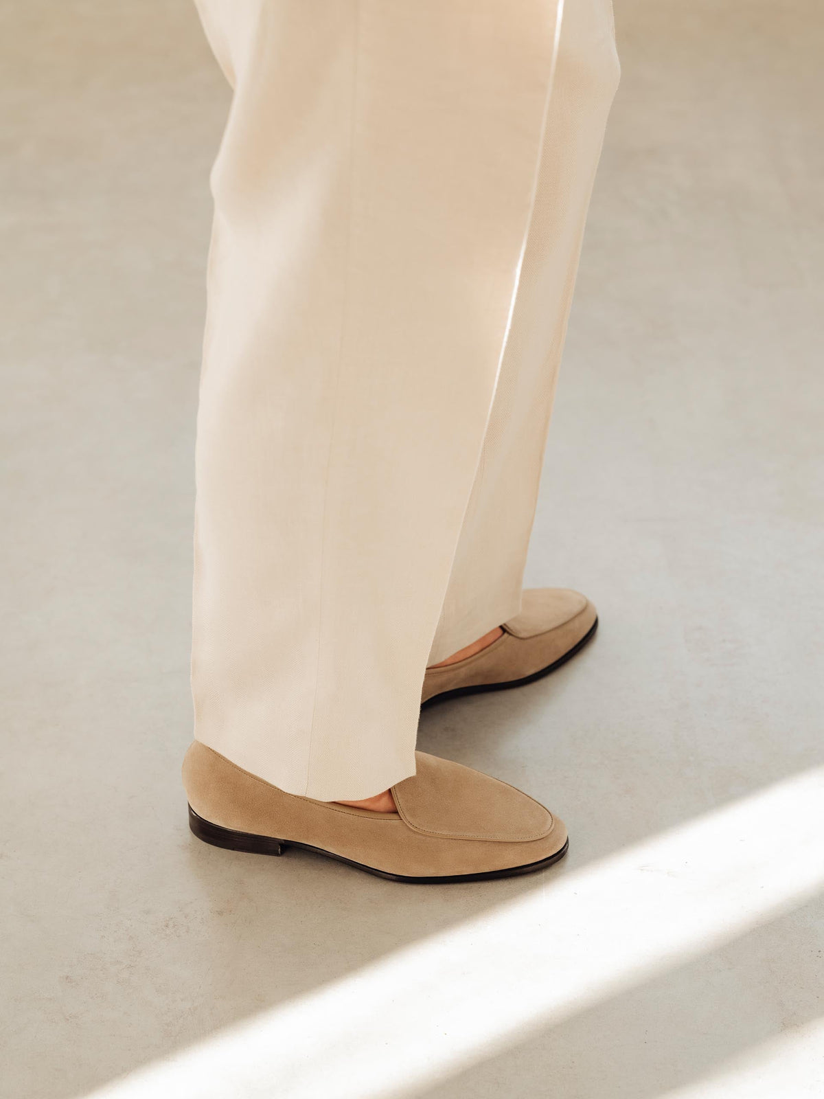 Men's Beige Suede Belgian Loafers – Unlined