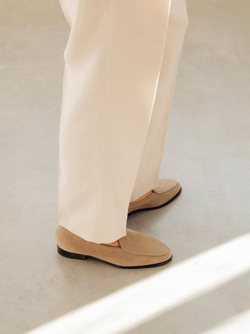 Men's Beige Suede Belgian Loafers – Unlined