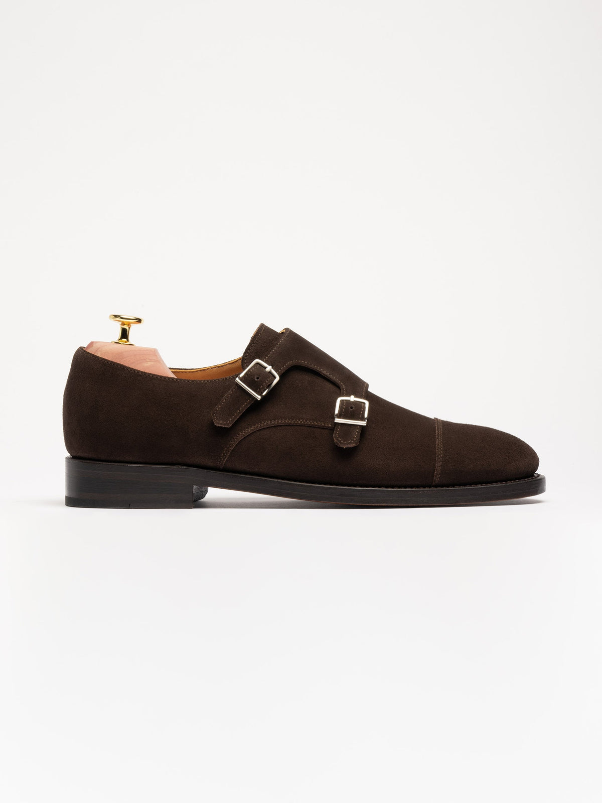 Men's Brown Suede Monk Strap Shoes – Double