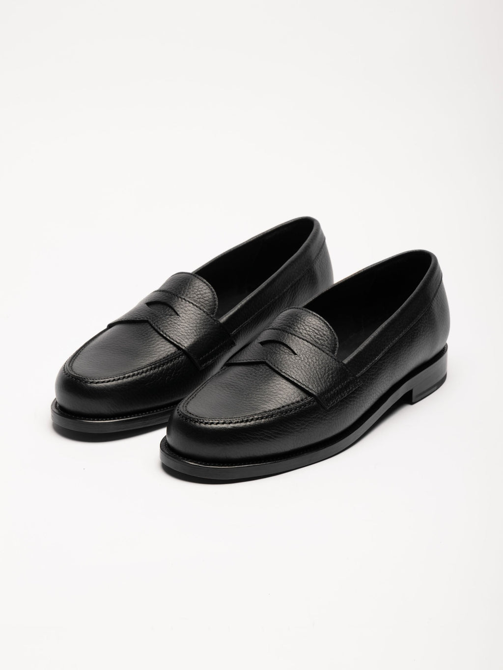 Men's Black Grained Leather Loafers – Ivy