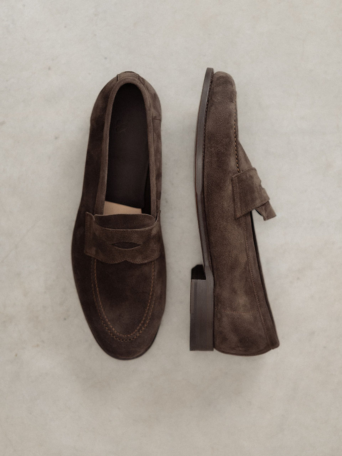 Men's Brown Suede Penny Loafers – Unlined