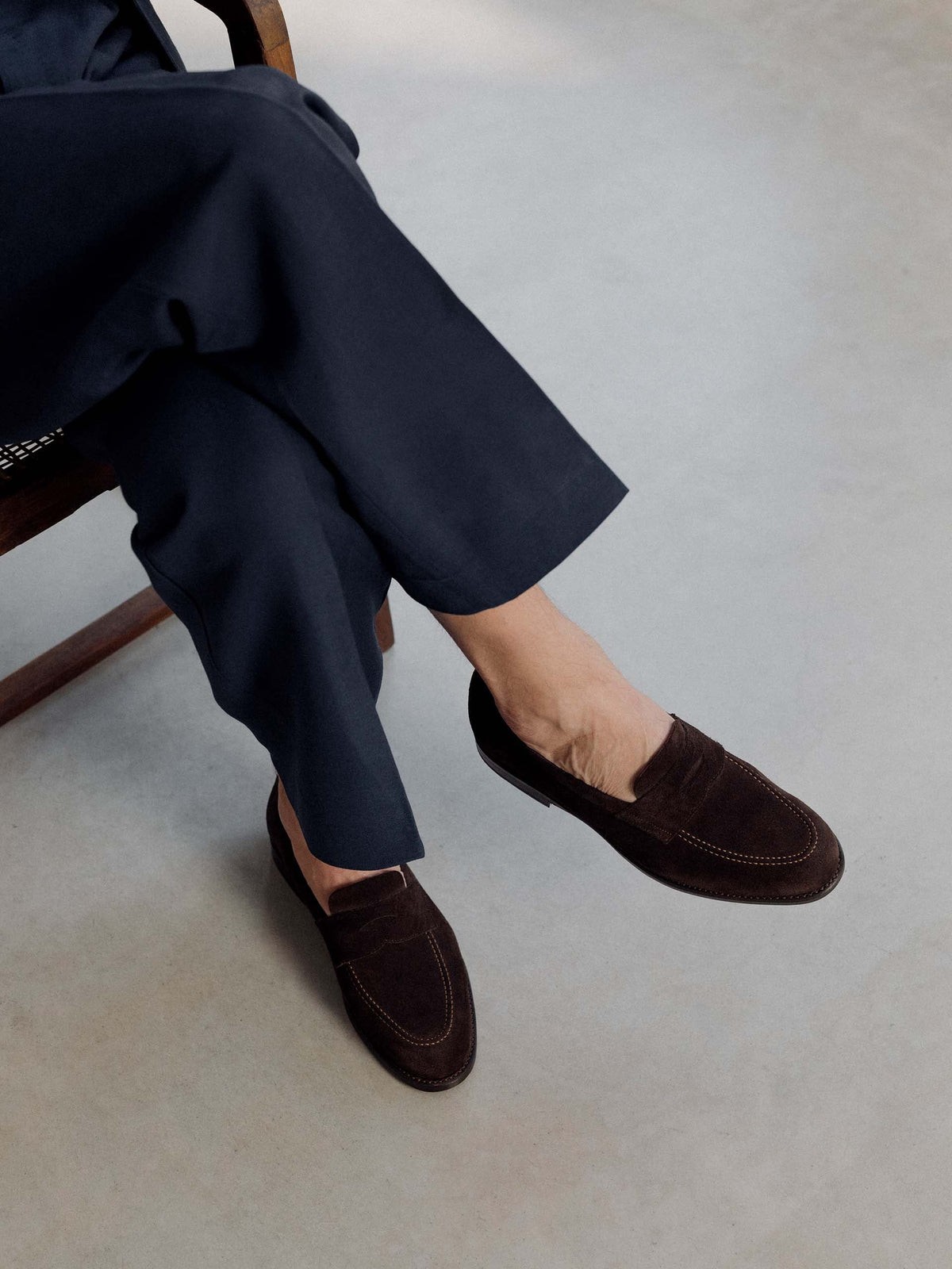 Men's Brown Suede Penny Loafers – Unlined