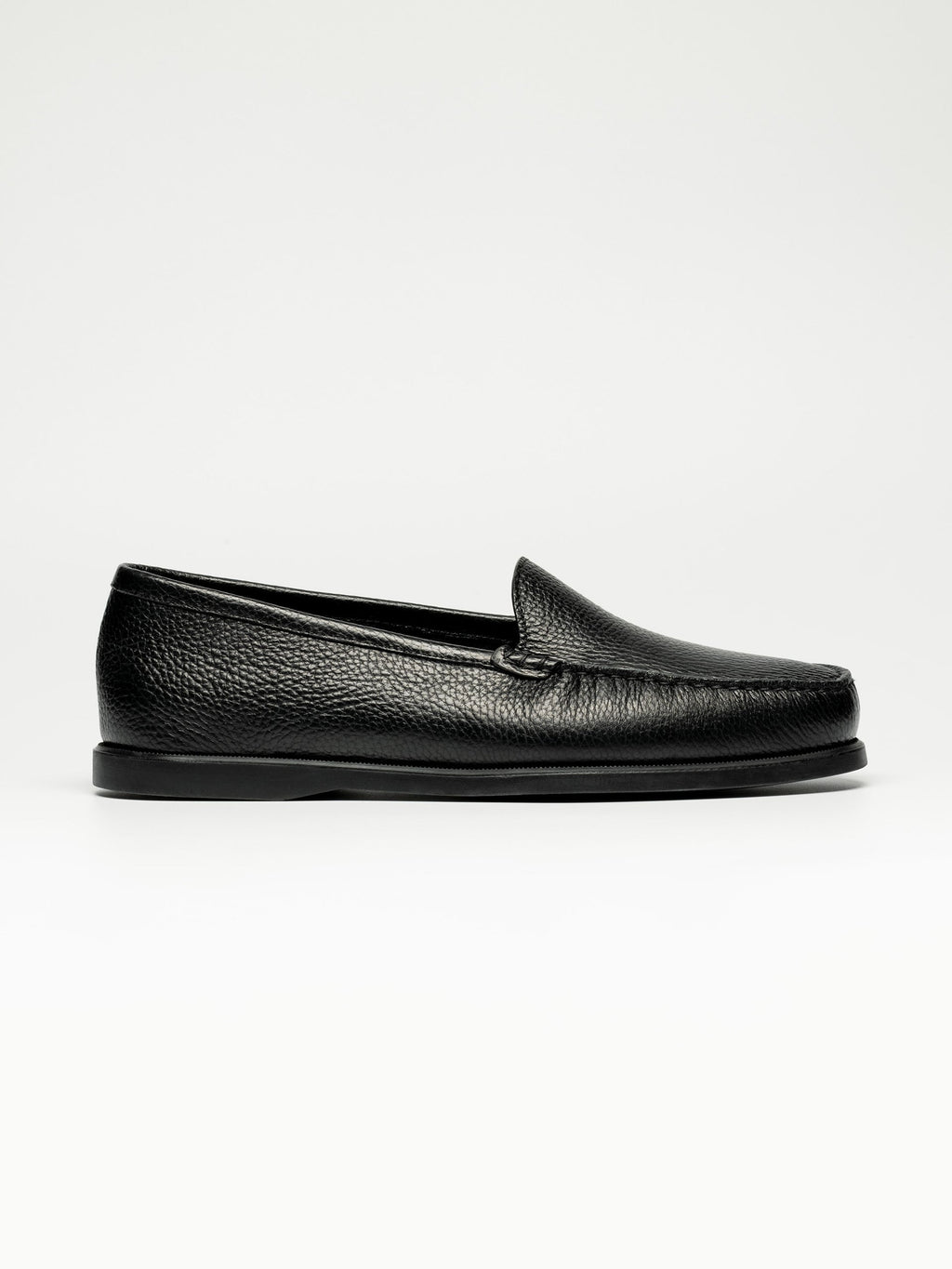 Men's Black Grained Leather Loafers – Venetian