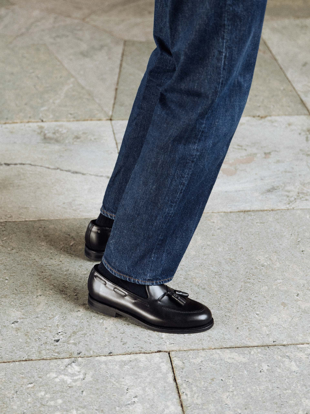 Men's Black Leather Tassel Loafers