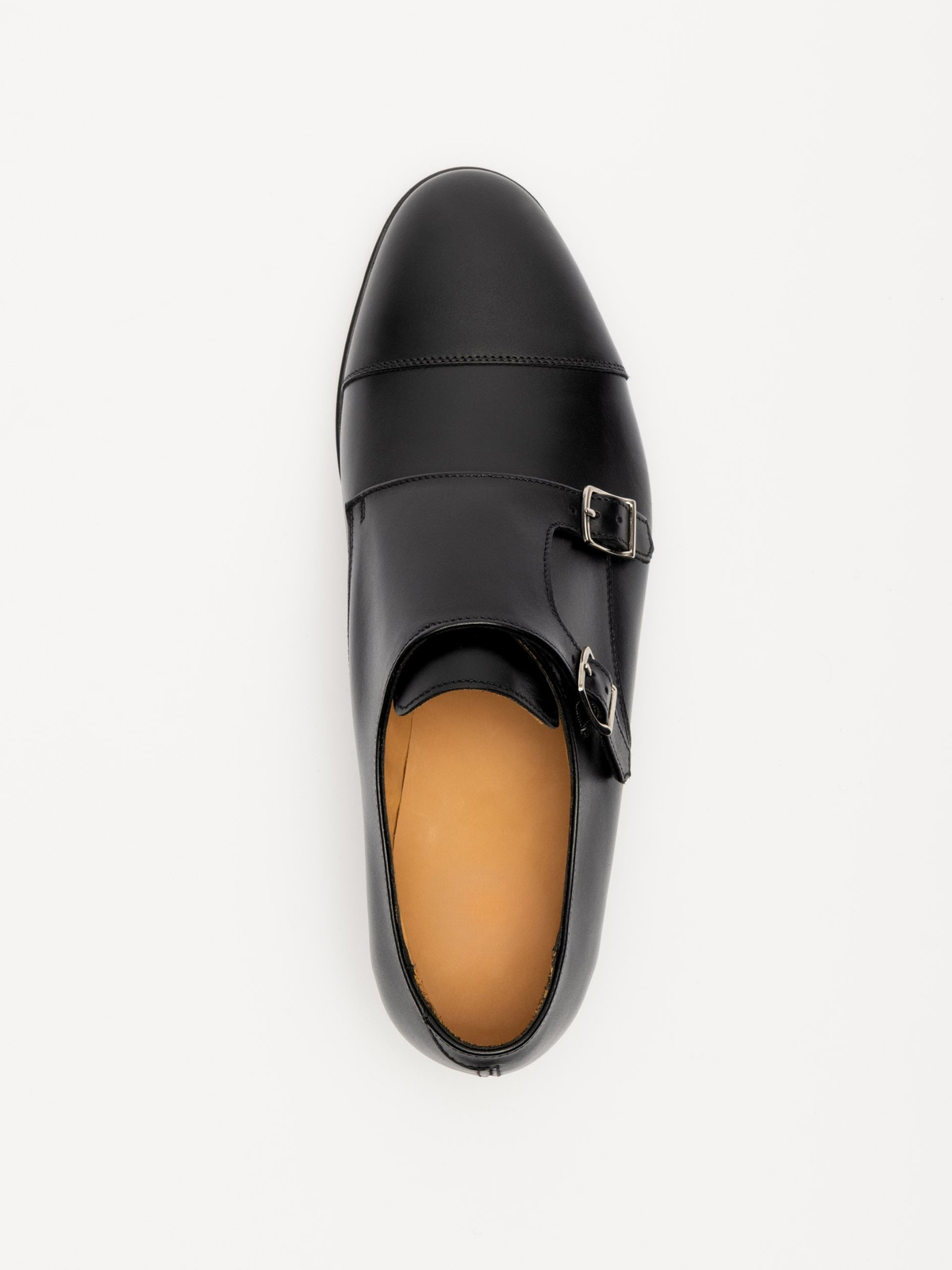 Men's Black Leather Monk Strap Shoes – Double