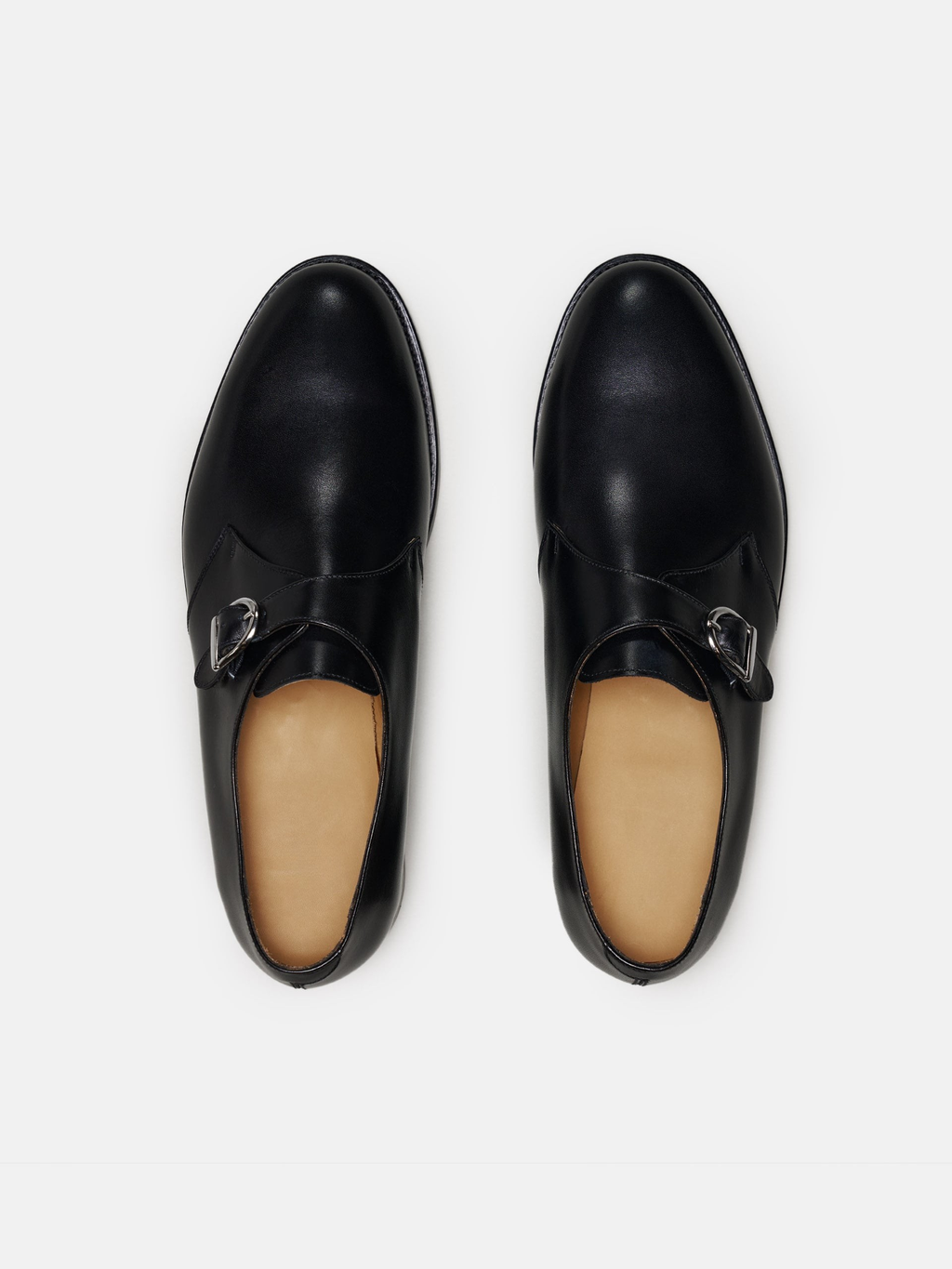 Men's Black Leather Monk Strap Shoes – Single