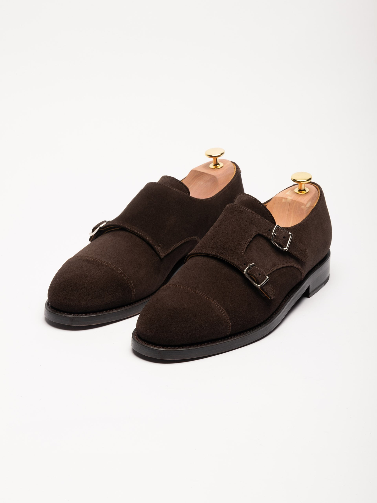 Men's Brown Suede Monk Strap Shoes – Double