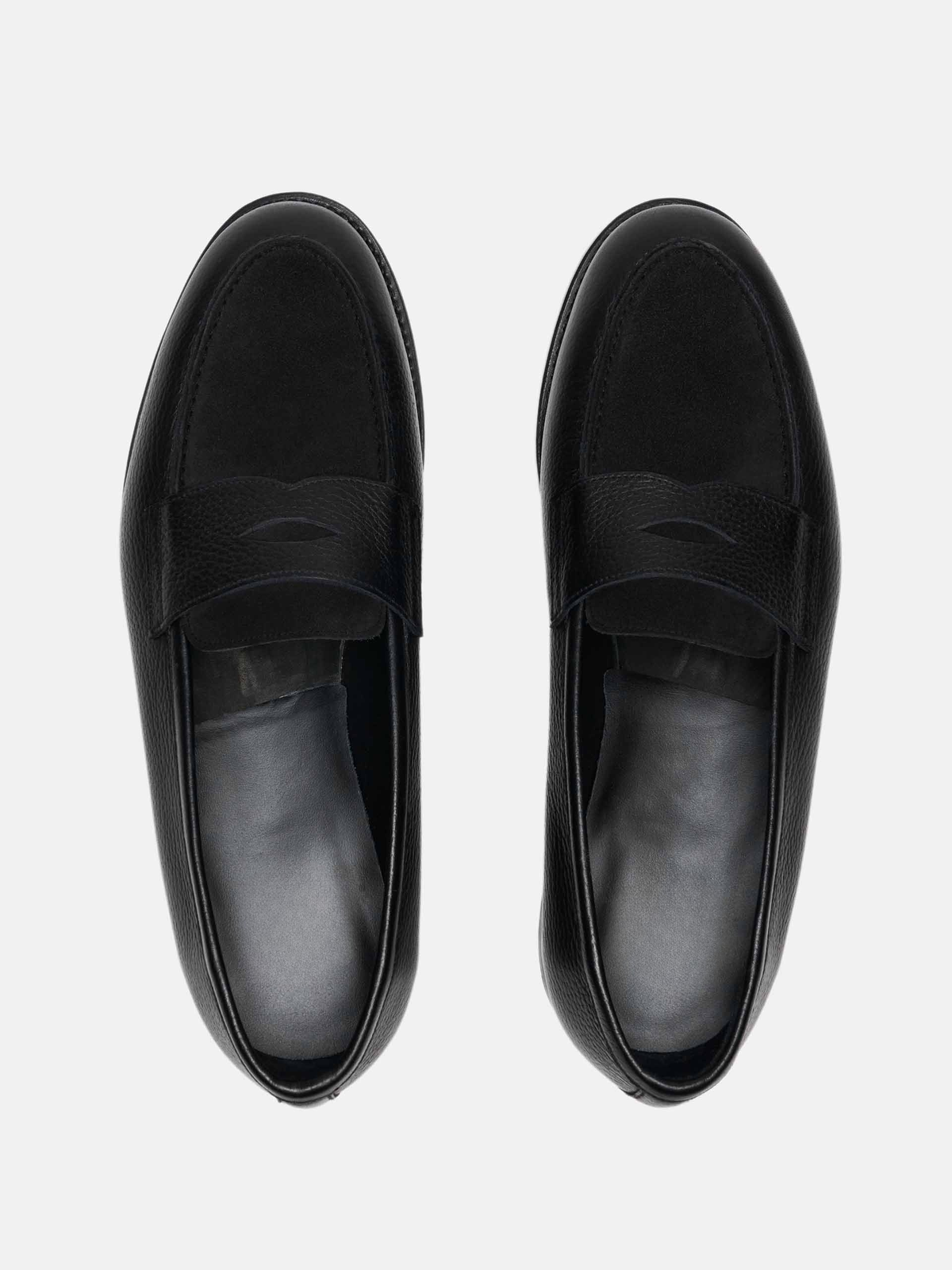 Men's Black Leather & Suede Penny Loafers