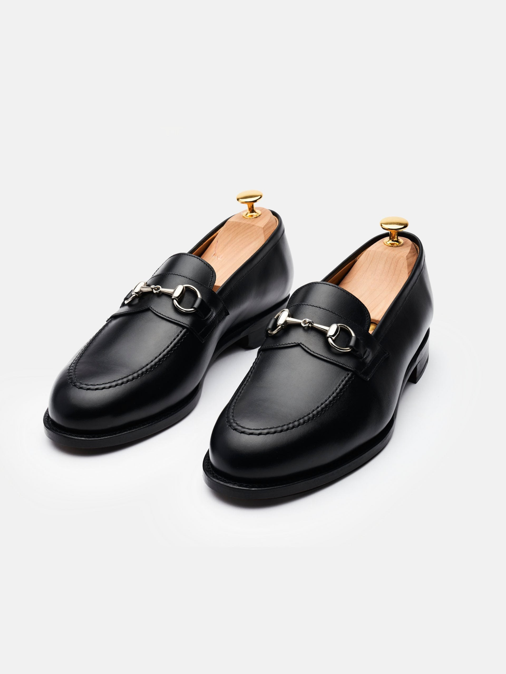 Men's Black Leather Horsebit Loafers