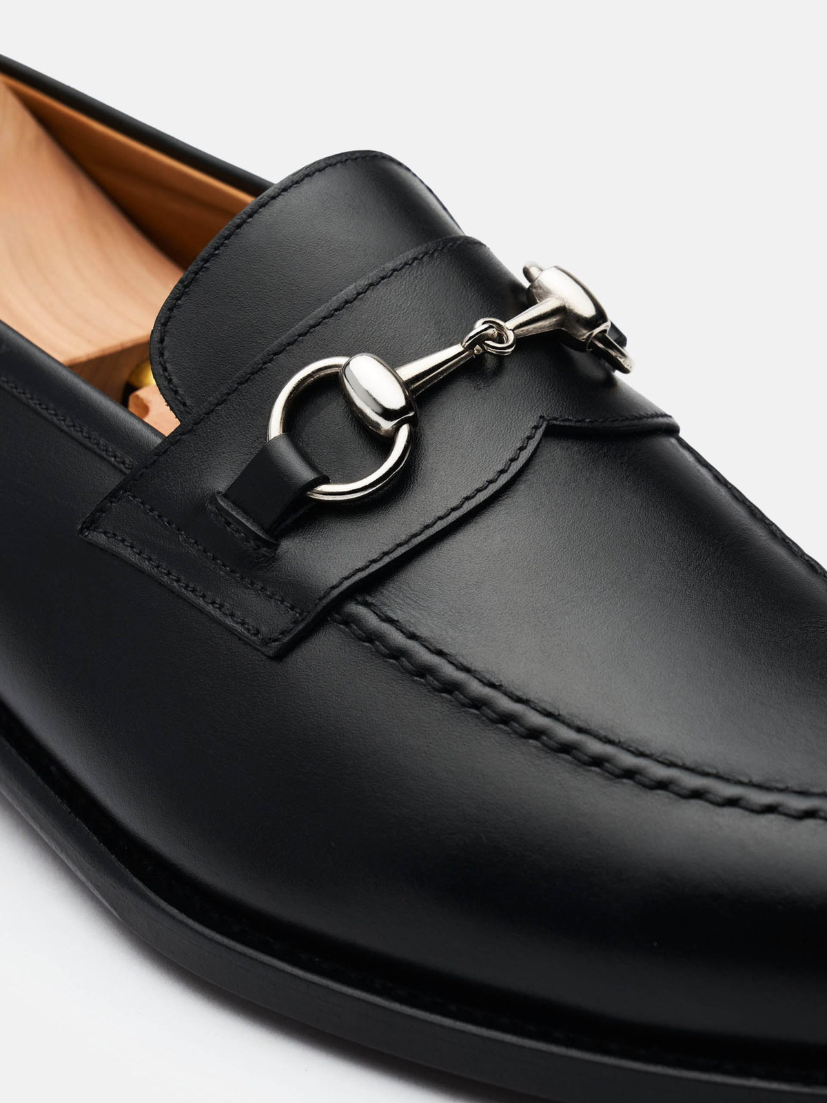 Men's Black Leather Horsebit Loafers