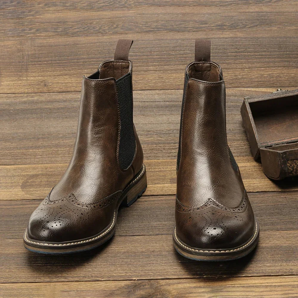 Men's Espresso Brown Brogue Chelsea Boots – Ashcombe