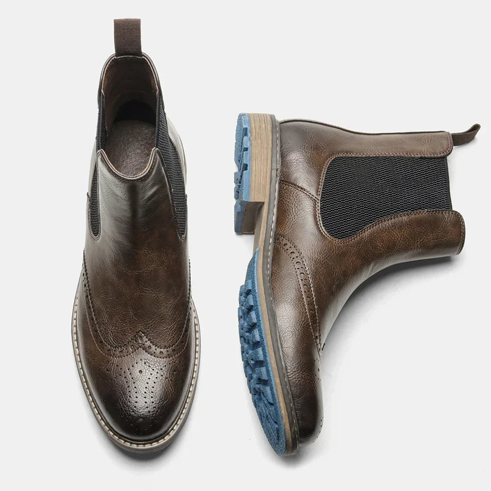 Men's Espresso Brown Brogue Chelsea Boots – Ashcombe