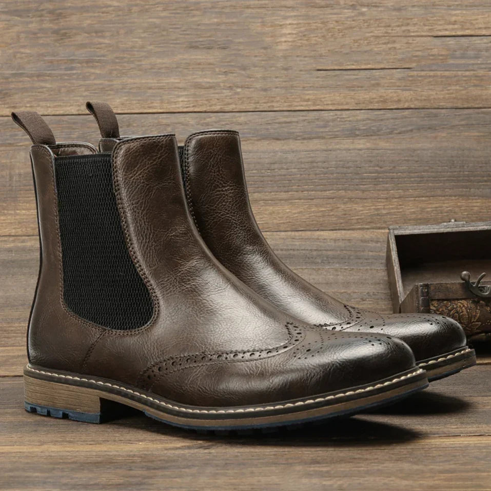 Men's Espresso Brown Brogue Chelsea Boots – Ashcombe