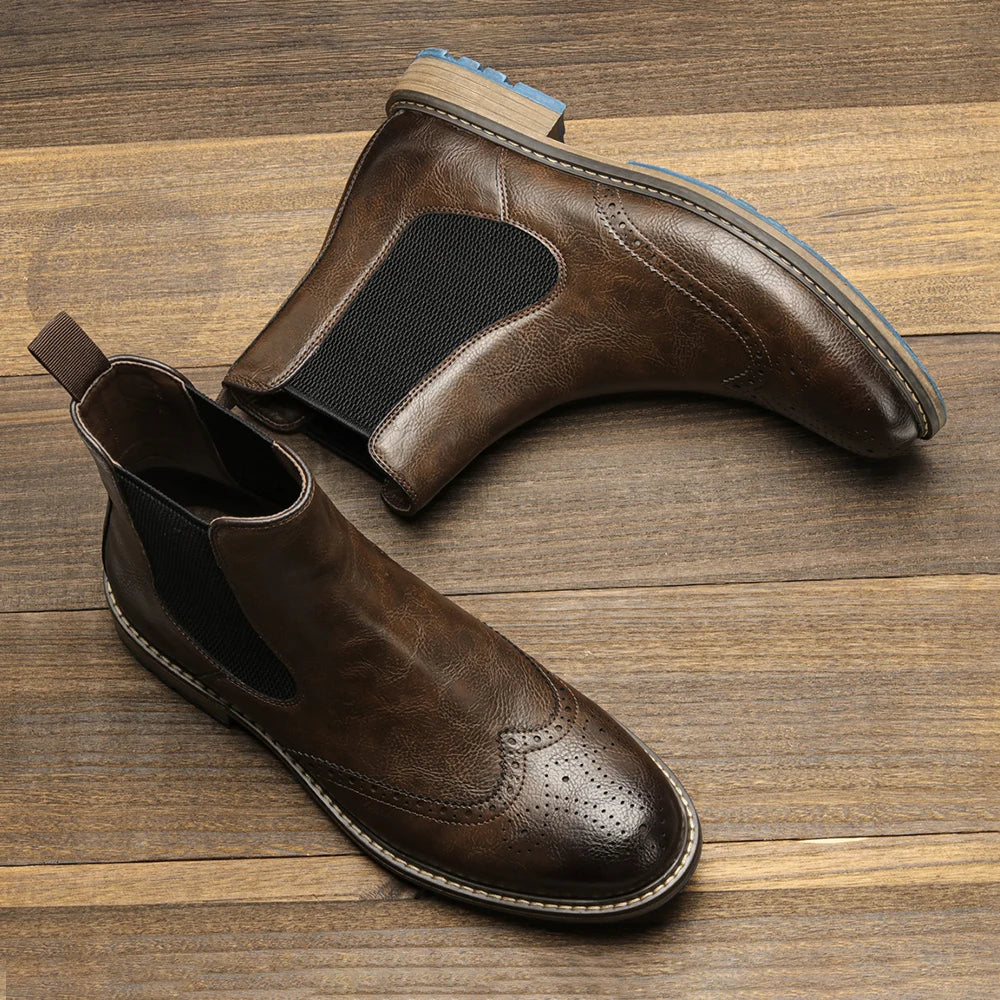 Men's Espresso Brown Brogue Chelsea Boots – Ashcombe